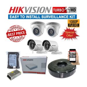 Hikvision 4 HD CCTV Camera Full Kit (With 8 Channel DVR & 50m Cable)